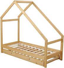 Rated 5 out of 5 stars. Amazon Com Uhom Children Wood Bed Toddler House Frame Bed Tent Floor Double Bed Twin Size Bedroom Furniture Kitchen Dining