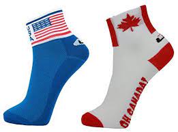 Lin 2 Pack Sports Bike Running Spin Class Hiking Gym Training Cool Funny Cycling Socks Us Flag Canada Flag Cycling Socks Gym Training Spin Class