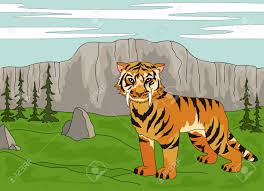 Cuando pensamos en felinos de la antigüedad no podemos imaginarnos a otro que no sea el tigre diente de sable de nombre científico smilodon que quiere decir: Tigre De Dibujos Animados De Dientes De Sable En El Fondo De Una Naturaleza Prehistorica Edad De Hielo Ilustraciones Vectoriales Clip Art Vectorizado Libre De Derechos Image 56398031
