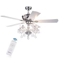 Havorand Iii 52 Inch 5 Light Chrome Lighted Ceiling Fans With Crystal Branched Chandelier Remote Controlled Walmart Com Ceiling Fan With Light Ceiling Fan Chandelier Ceiling Fan With Remote