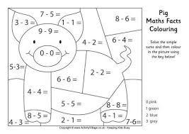 Math coloring worksheets 1st grade new free color by number. Pig Maths Fact Colouring Page Math Facts Math Coloring Math