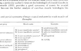 On this page is a list of the muscle names with exercises to help develop that muscle and understanding. A List And Partial Synonomy Of Major Cranial And Anterior Trunk Muscles Download Table