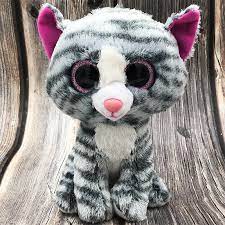 25cm Stuffed Big Eye Ty Beanie Boos Soft Beanie Boo Plush Toy Stuff Doll Silver Gradient Dog Husky Ty Toys For Girl Children Boo Plush Ty Toys Plush Animals