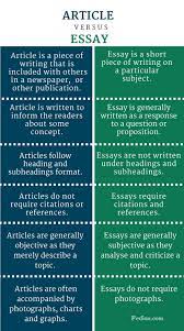 Difference Between Article And Essay Infographic Academic Writing Essay Writing Essay