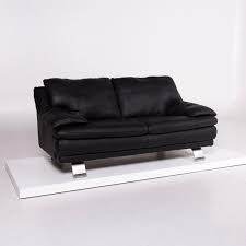 Gorgeous italsofa four piece leather sectional in cream with matching storage ottoman. Italsofa Leather Sofa Black Two Seat Couch At 1stdibs