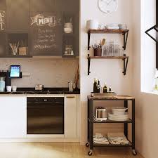 Instead, get yourself some kitchen wall shelves that allow you to have your everyday items close at hand. Buy Vasagle Industrial Floating Shelves Hanging Shelves Wall Mounted Decor Shelves Set Of 2 Wood Look Accent Furniture Metal Frame Living Room Bathroom Bedroom Kitchen Office Ulcr01bx Rustic Brown Online In Indonesia