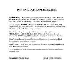 Contoh surat perjanjian beli kereta. Contoh Surat Perjanjian Jual Beli Motorsikal Kumpulan Surat Penting