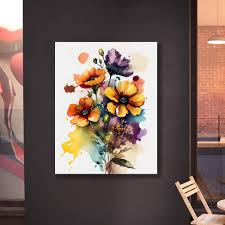 buchet flori colorat tehnica acuarele – The Print Studio
