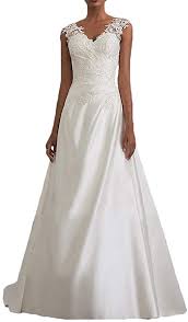 Das perfekte hochzeitskleid für jede frau. Baixia Applikationen Spitze Oben Aine Linie Vintage Prinzessin Hochzeitskleid Satin Rock Strand Braut Kleid Amazon De Bekleidung