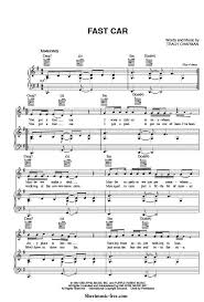 Fast Car Sheet Music Tracy Chapman Guitar Chords For Songs Sheet Music Music Chords