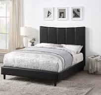 Lit plateforme rembourré Paseo en tissu de cuir végétalien noire - ...