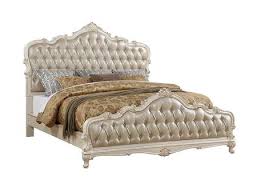 Marble rose gold pedestal tables, $179 (small) and $199 (large), cb2.com. Acme Furniture Chantelle King Size Bed 23537ek Pearl White And Rose Gold Appliances Connection