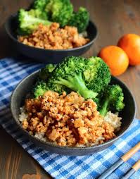 Orange Ground Chicken Rice Bowls Recipe Ground Chicken Recipes Ground Chicken Chicken Rice Bowls