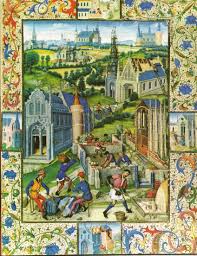 Miniature Du Xiiie Siecle Representant La Construction D Une Eglise A Saint Denis Enluminure Moyen Age Moyen Age Artisanats Medievaux