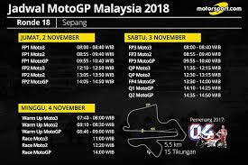 Jadwal motogp portugal di sirkuit algarve, portimao, disiarkan langsung dan live streaming oleh trans7 pada minggu. Jadwal Lengkap Motogp Malaysia 2018 Berita Motogp