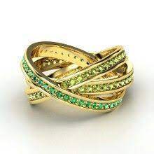 Green Bay Packers Yellow Gold Rings Palladium Rings Green Quartz
