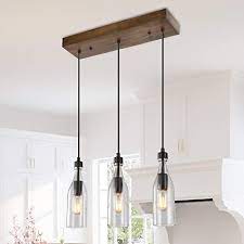 (0.0) stars out of 5 stars write a review. Buy Lnc A03491 Wooden Pendant Lights 3 Height Adjustable Farmhouse Chandelier For Kitchen Island And Dining Room Square Online In Indonesia B07q22jh2z