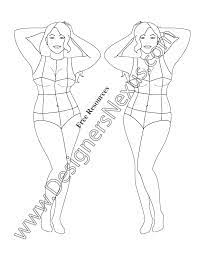 This full figure fashion template is drawn in a front view fashion pose with body guide lines (princess seams, center front, center back, etc.) for easy fashion drawing! V55 Front Pose Free Plus Size Fashion Croqui Template Fashion Illustration Template Fashion Figures Fashion Drawing