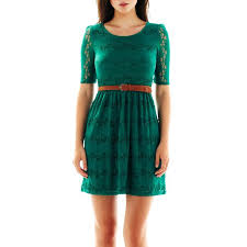 Jcpenney By By Belted Lace Dress Jcpenney Teal Lace Dress Green Lace Dresses Clothes