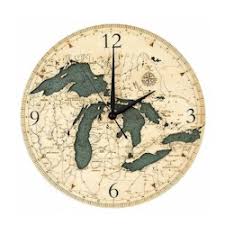 Wood Chart Great Lakes Wall Clock