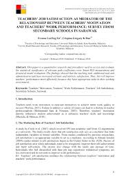 From 1991 to 2000, the literacy rate for persons aged 10 to 64 years of according to the malaysian government: Pdf Teachers Job Satisfaction As Mediator Of The Relationship Between Teachers Motivation And Teachers Work Performance Survey From Secondary Schools In Sarawak