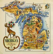 1946 Map Of Michigan Shirts At Www Downwithdetroit Com Map Of Michigan Michigan Poster Pictorial Maps