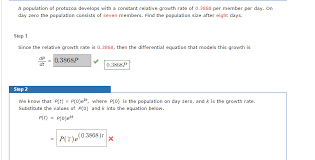 How to calculate internal growth rate. A Population Of Protozoa Develops With A Constant Chegg Com