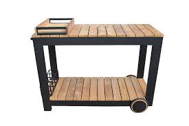 Patio serving carts appear striking and complementary when styled with any outdoor patio furniture arrangement. Modern Teak Black Aluminum Outdoor Bar Cart Serving Trolley