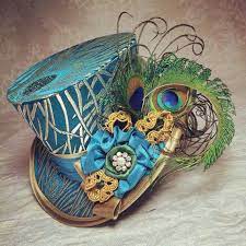 Mini Top Hat Peacock Feather Hat Steampunk Hat Gothic Steampunk Hat Retro Hats Steampunk Wedding