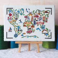 Counted cross stitch pattern disney villains glitter globe 246x267 stitches e2181. World Map Cross Stitch Adventure Awaits Caterpillar Cross Stitch
