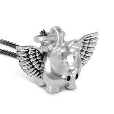 Buy Gold Flying Pig Necklace Antique Gold Pewter Flying Pig Charm