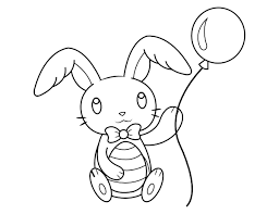 Easter bunny with eggs coloring page. Printable Easter Bunny And Balloon Coloring Page