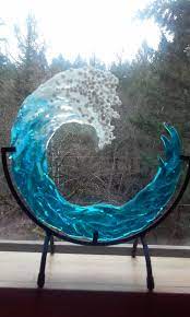 Ashes Infused Glass Cremation Art 3d Ocean Wave Sculpture 5 8 10 12 Infusion Glass Cremation Glass Art Wave Sculpture Memorial Glass