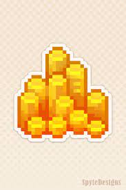 Gold Coin Stack Sticker By Spytedesigns In 2021 Gold Coins Pixel Art Art