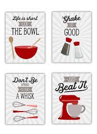 Hanging wall arts or bronze utensils (pots, pans). Red Retro Vintage Kitchen Wall Art Prints Set Of 4 8x10 Unframed Gray Red White Kitchen Utensil Photo Paper Prints Perfect For Rustic Modern Farmhouse Country Decor Buy Online In Samoa