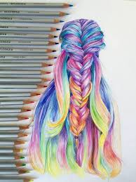 Rainbow Hair We Love This Artwork Created By Blogger Lina With Our Karat Aquarell Watercolour Pencils Mystaedtler How To Draw Hair Rainbow Hair Hair Art
