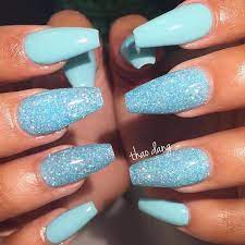Free shipping on orders over $25 shipped by amazon. Matte Baby Blue Coffin Nails With Glitter Matte