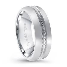 14k Hand Woven Inlay White Gold Wedding Band Mens Wedding Bands White Gold Mens Wedding Rings White Gold Wedding Bands