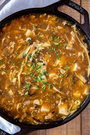 If you want to make it vegetarian, all you have to do is substitute vegetable broth for the chicken stock and omit the eggs. Hot And Sour Soup Dinner Then Dessert