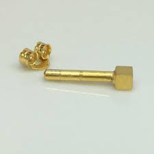 14 Gauge Gold Stud Earring 14g Stud Earring Yellow Gold Stud Etsy Yellow Gold Earrings Studs Stud Earrings Stud Earrings For Men