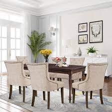 Maddy upholstered tufted back dining chair. Fabric Dining Chairs Set Of 4 Modern Tufted Upholstered Dining Chairs With Nailhead Trim Solid Wood Legs Dining Room Chairs Classic Accent Leisure Chair For Living Room Bedroom Beige W12158 Walmart Com