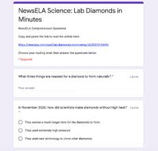 2.b the dasaris are seeking to improve on last year's scripps. Newsela Article Google Form Quiz Lab Diamonds In Minutes Tpt