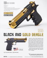 Desert eagle overview:desert eagle models desert eagle mark xix 429 desert eagle desert eagle case hardened desert eagle you can customize your desert eagle pistol with a variety of impressive finishes to add your own distinctive twist to this timeless firearm. Magnum Research Desert Eagle L6 Black T Gold 50 Ae Bei Ihrem Vdb Fachhandler Schiesssport Beck De