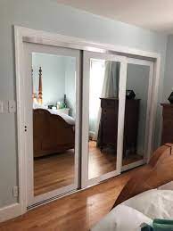 Impact Plus 90 In X 80 In Mir Mel Primed Mirror Solid Core Mdf Interior Closet Sliding Door With Chrome Trim Smmp343 9080c The Home Depot Sliding Mirror Closet Doors Bedroom Closet Doors