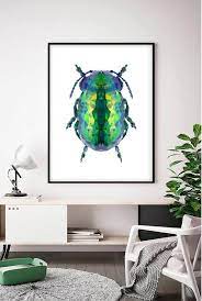 Cross Stitch Beetle Dark Green Gold Deco Dung Beetle Beetle Etsy Tumblr Room Decor Green And Gold Beetle Illustration