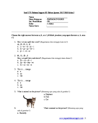 Latihan soal bahasa inggris tk. Soal Bahasa Inggris Kelas 5 Tentang Hewan Belajar