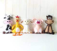 Farm Animal Sewing Patterns Felt Stuffed Barnyard Patterns Plush Cow Chicken Sheep Pig Donkey Easy Hand Sewing Pdf Svg Dxf Stuffed Animal Patterns Animal Sewing Patterns Felt Farm Animals Pattern