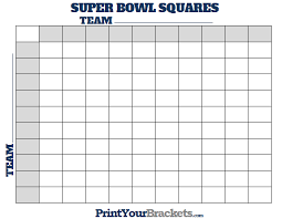 Printable Super Bowl Squares 100 Square Grid Office Pool