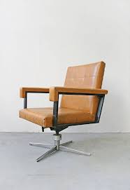 vintage orange tan leather west german executive swivel office etsy