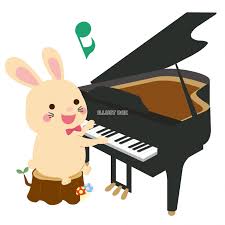 童謡「山の音楽家」 うさぎのピアニスト：イラスト無料